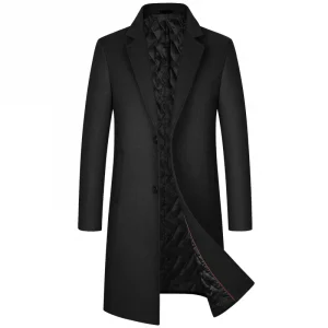 2025 Winter Wool Coat Men Fashion Long Wool Blends England Style Business Casual Trench Coat Men Solid Thick Wool Coats Jackets