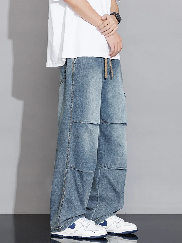 Men's Cargo Jeans 2026 New Spring Summer Wide Leg Denim Pants Straight Baggy Jeans Asian Size L-5XL - Image 2