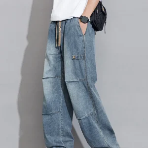 Men's Cargo Jeans 2026 New Spring Summer Wide Leg Denim Pants Straight Baggy Jeans Asian Size L-5XL