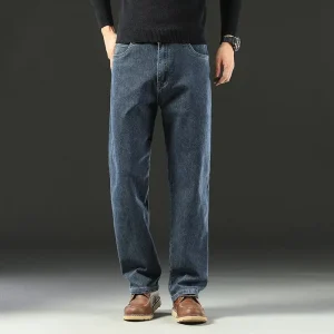 Spring and Autumn Men's Baggy Jeans Casual Straight Stretch Versatile Wide-leg Business Denim Pants Comfortable Loose Trousers