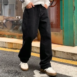 Men's Daily Casual American Korean Loose Jeans Spring Summer Fashion Street Style Retro Straight Wide Leg Y2K Jeans Denim Pants