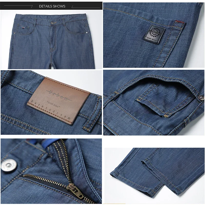 BROWON Brand 2025 Men Jeans Summer Thin Breathable Soft Mid Straight Regular Men's Jeans Trousers Vintage Mens Clothing - Image 5