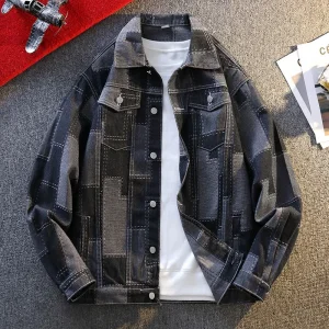 Jackets For Man Man Coat Spring Autumn Long Sleeve Loose Denim Embroidery Trendy Mens Outerwear Casual Style